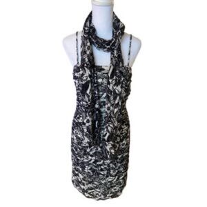 Cache Black & White Mini Formal Dress & Shawl Sz 2